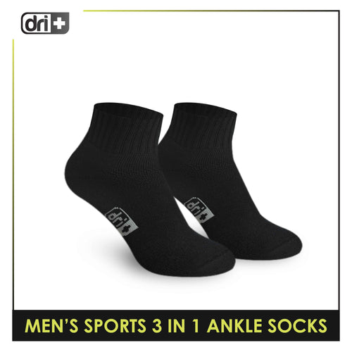 Dri Plus Men's Cotton Thick Sports Ankle Socks 3 pairs in a pack DMSKG15