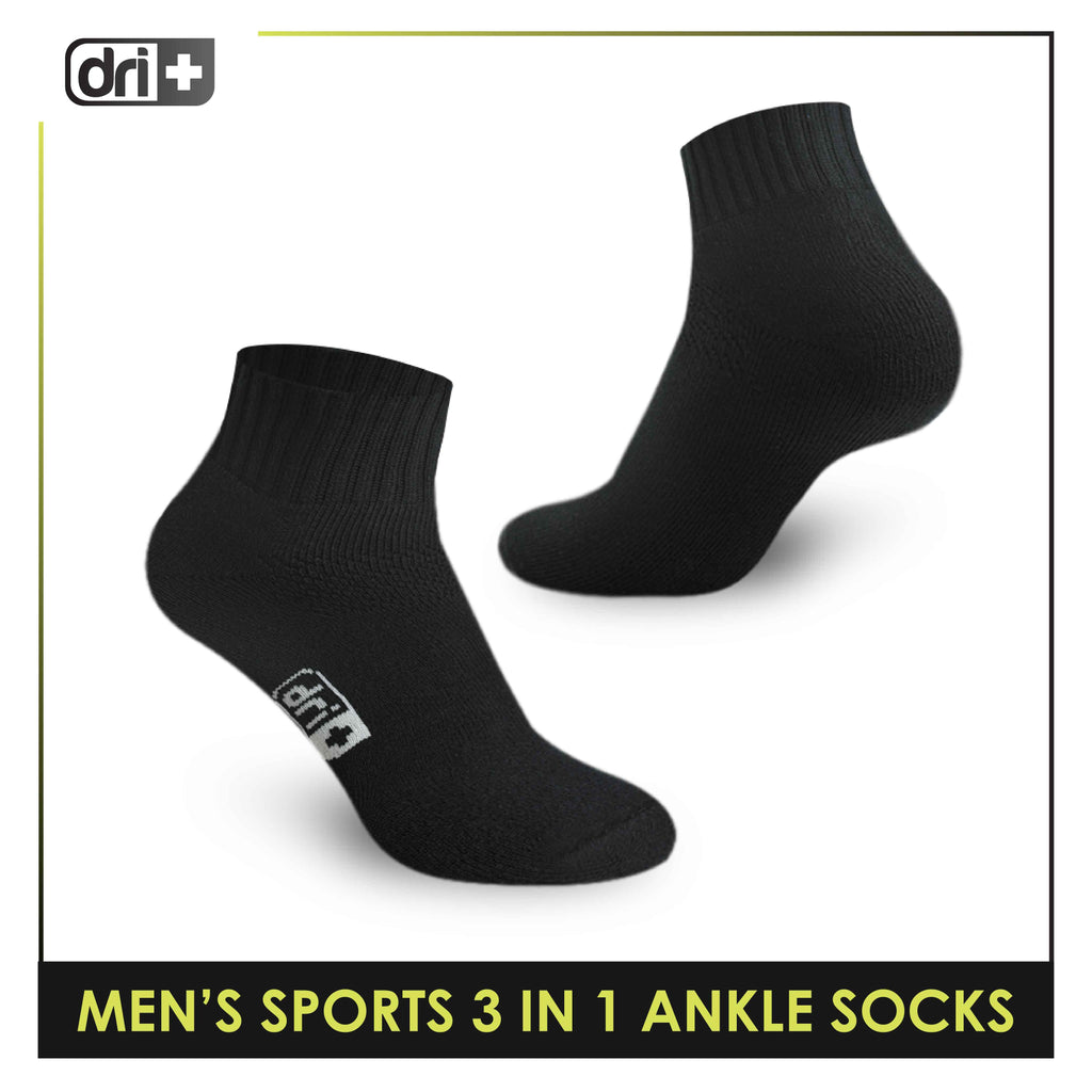 Dri Plus Men's Cotton Thick Sports Ankle Socks 3 pairs in a pack DMSKG15