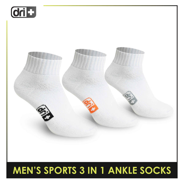 Dri Plus DMSKG15 Men's Thick Cotton Sports Ankle Socks 3 pairs in a pack