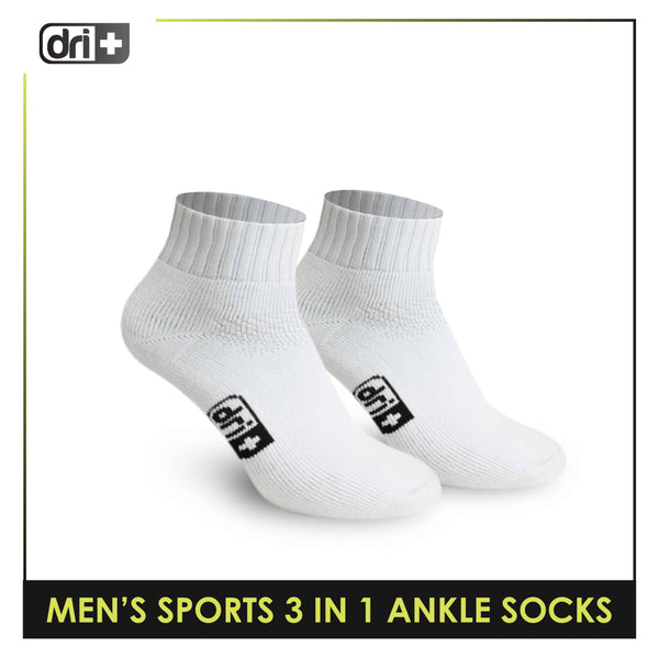 Dri Plus DMSKG15 Men's Thick Cotton Sports Ankle Socks 3 pairs in a pack