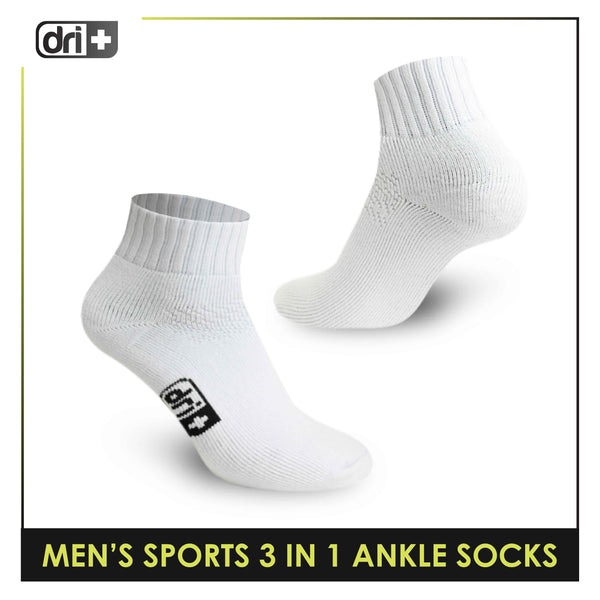 Dri Plus DMSKG15 Men's Thick Cotton Sports Ankle Socks 3 pairs in a pack