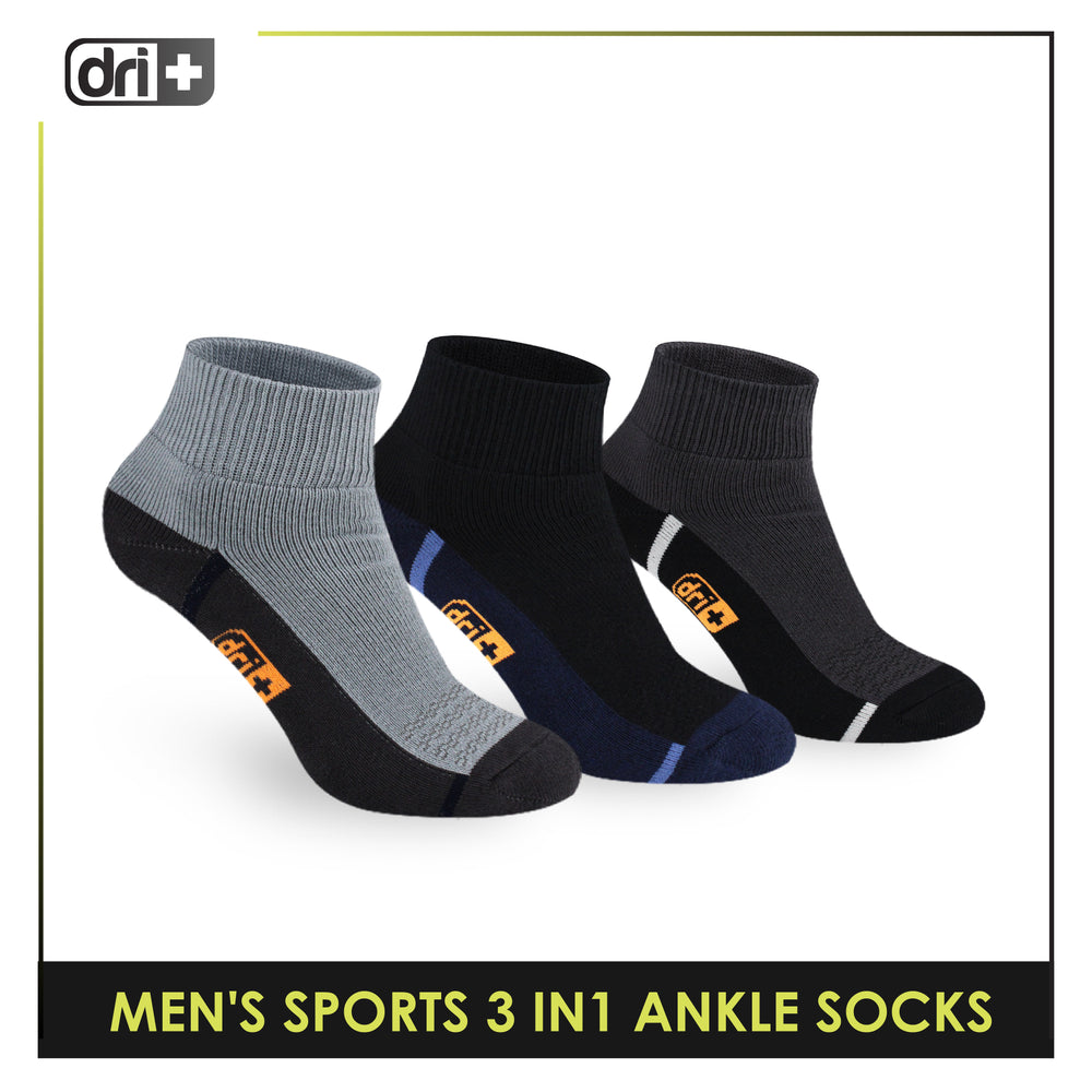 Dri Plus Men's Thick Sports Ankle Socks 3 pairs in a pack DMSKG18