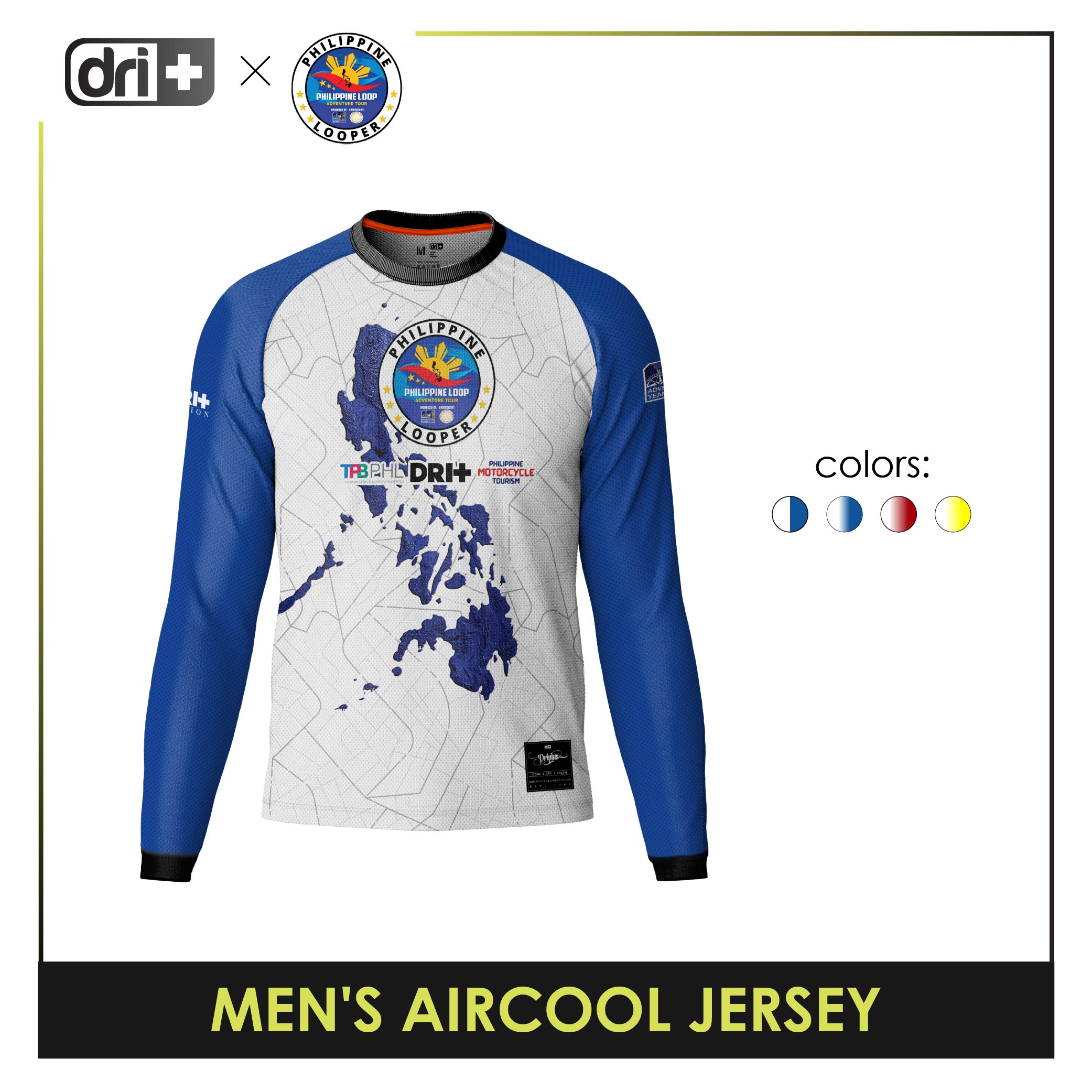 Dri Plus x Philippine Loop Men's Odor Free Motorcycle Jersey Long Sleeve 1 pc DMSSJR4404