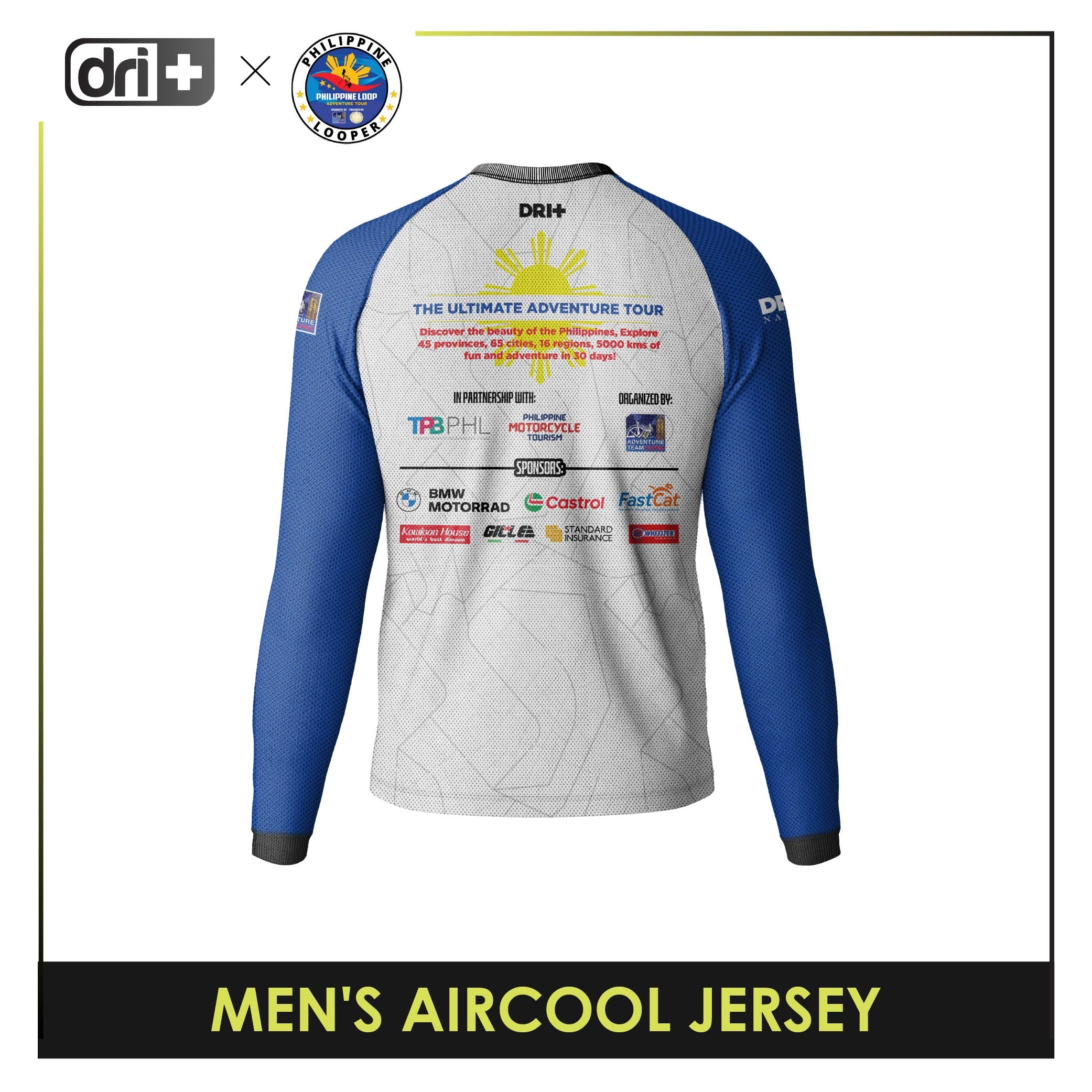 Dri Plus x Philippine Loop Men's Odor Free Motorcycle Jersey Long Sleeve 1 pc DMSSJR4404