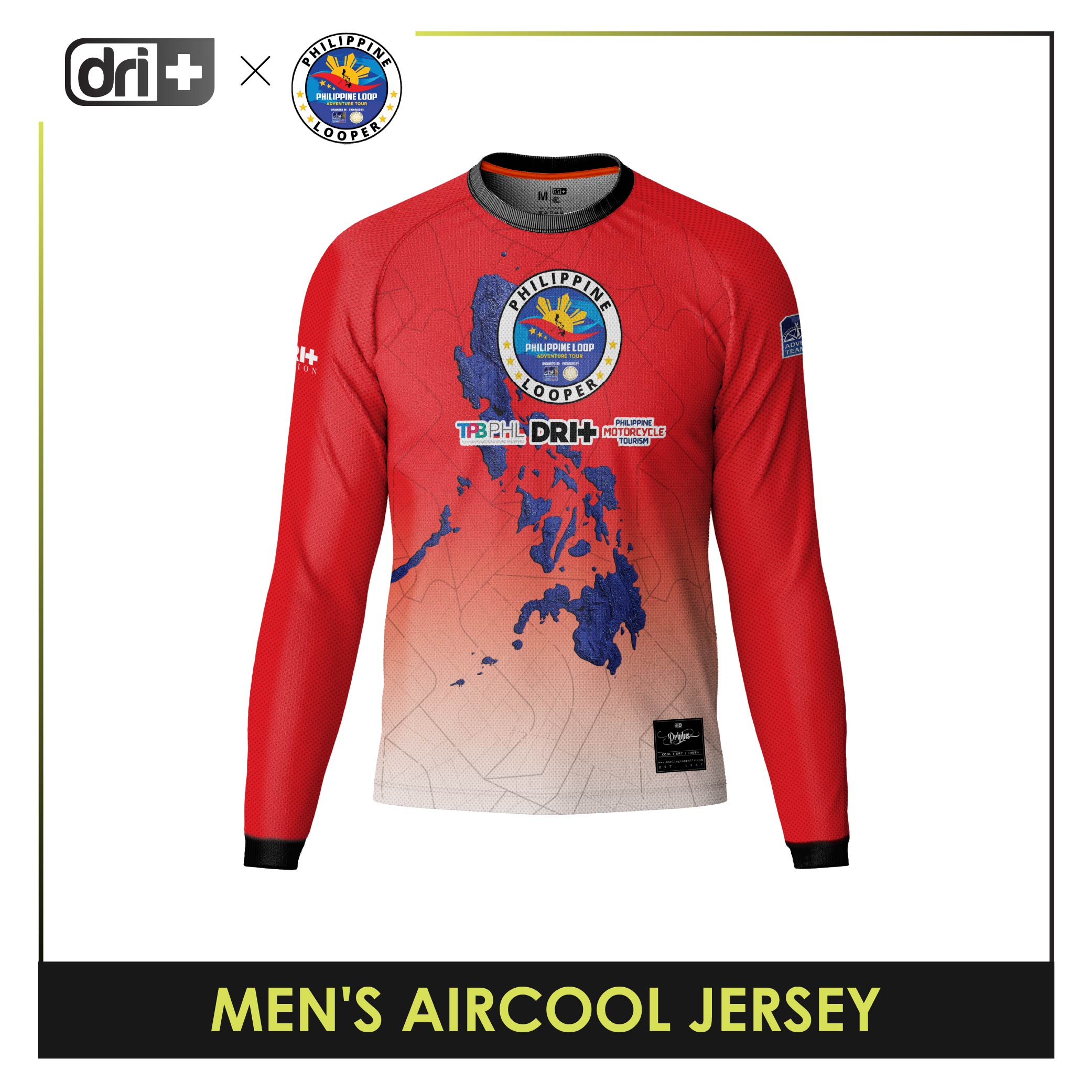 Dri Plus x Philippine Loop Men's Odor Free Motorcycle Jersey Long Sleeve 1 pc DMSSJR4404