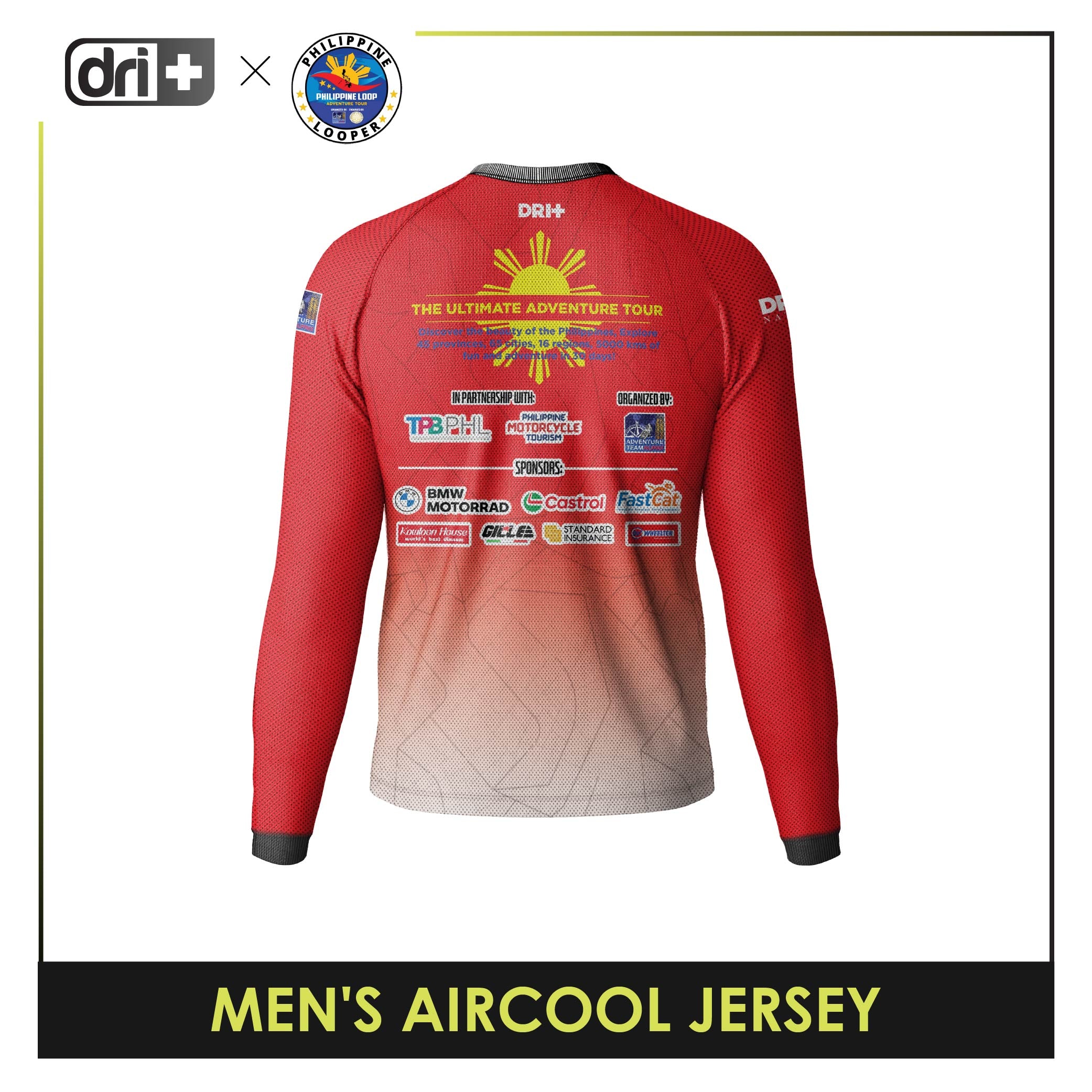 Dri Plus x Philippine Loop Men's Odor Free Motorcycle Jersey Long Sleeve 1 pc DMSSJR4404
