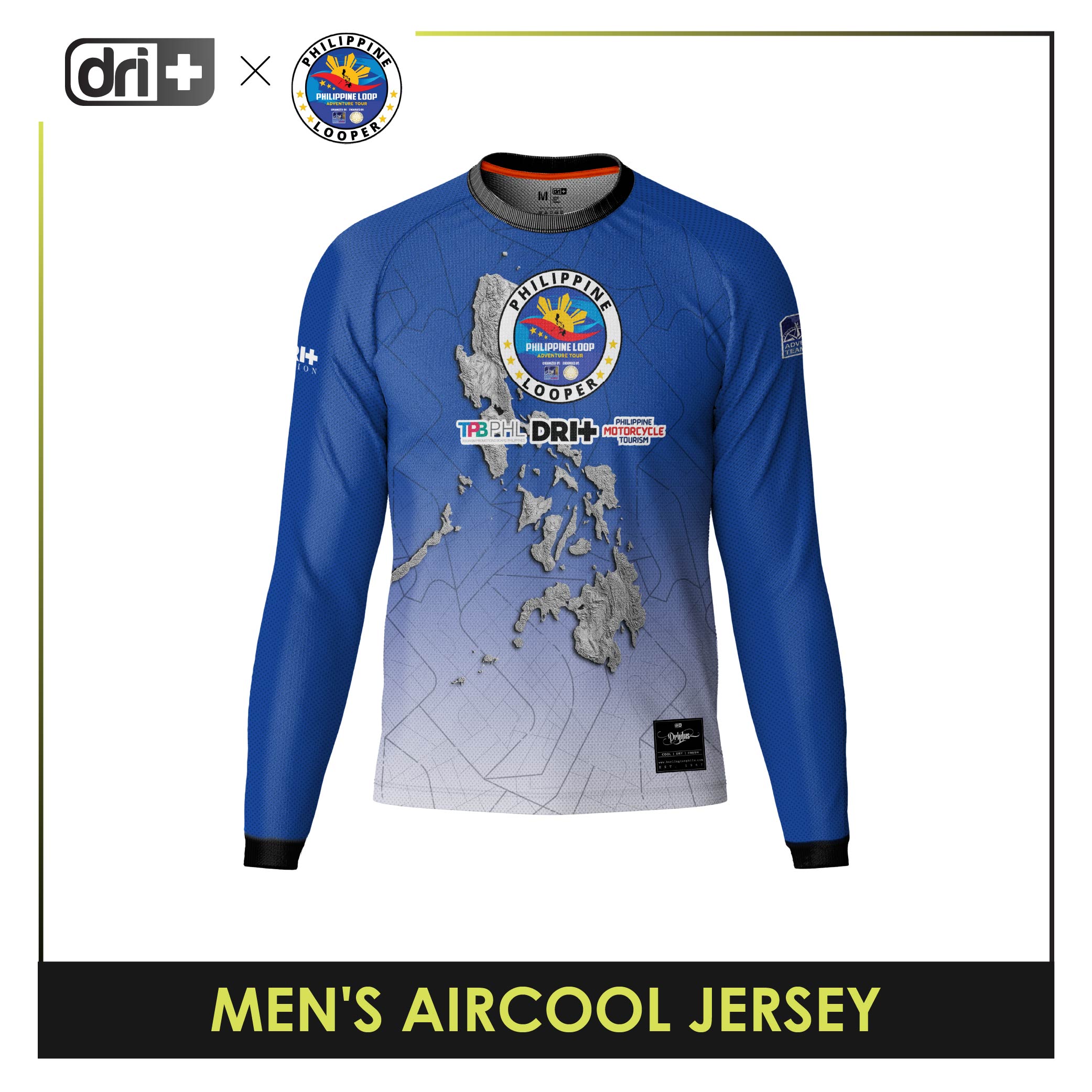 Dri Plus x Philippine Loop Men's Odor Free Motorcycle Jersey Long Sleeve 1 pc DMSSJR4404