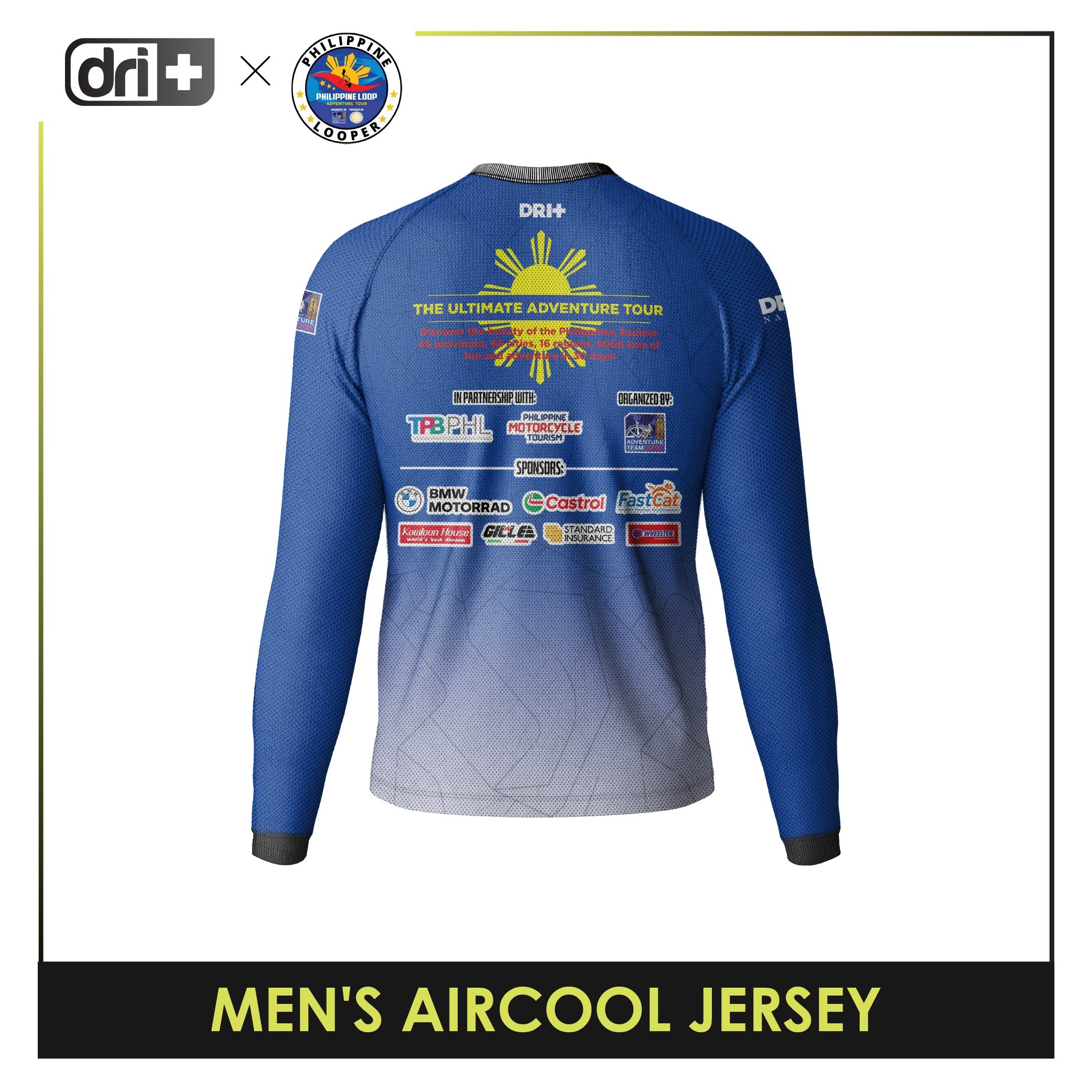 Dri Plus x Philippine Loop Men's Odor Free Motorcycle Jersey Long Sleeve 1 pc DMSSJR4404