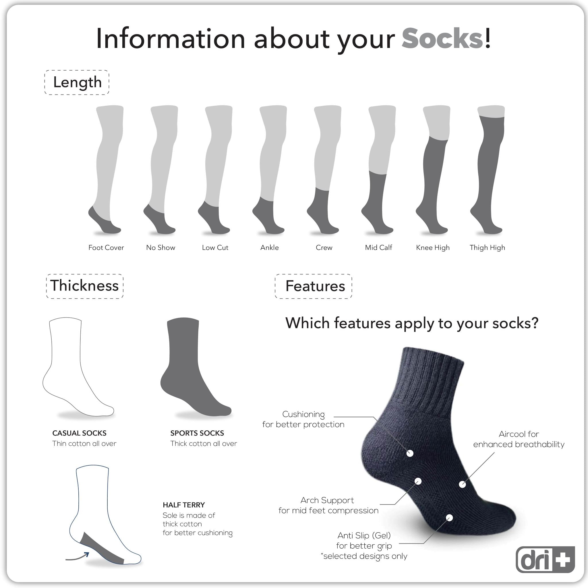 Dri Plus Men's Cotton Lite Thin Casual Ankle Socks 3 pairs in a pack DMCG12