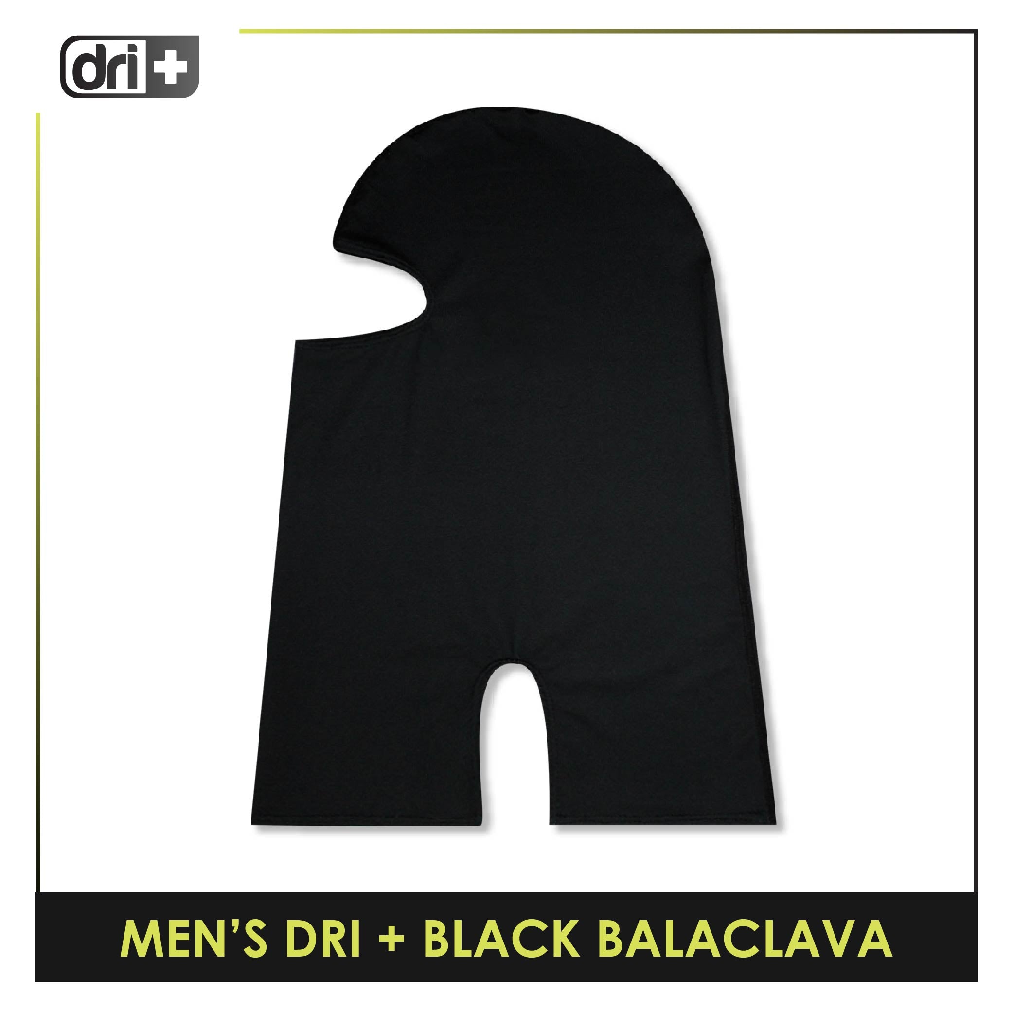 Dri Plus Men's Black Washable Multi-Functional Moisture Wicking Balaclava 1 piece DUMB512