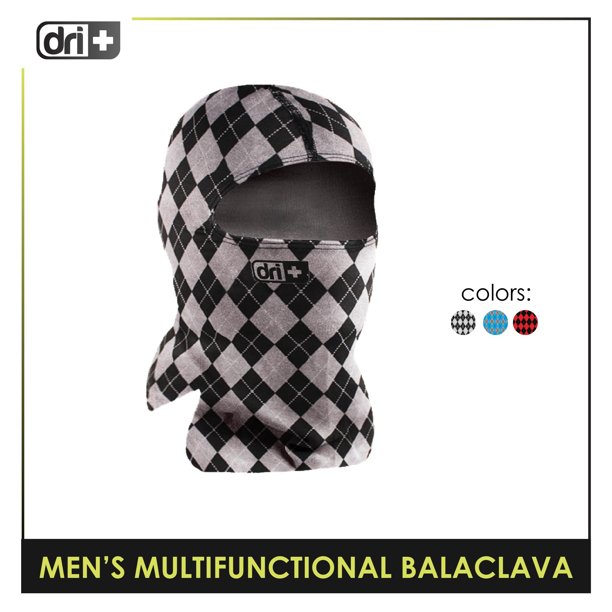 Dri Plus Men's Dapper Multifunctional Moisture Wicking Balaclava 1 piece DUMB516