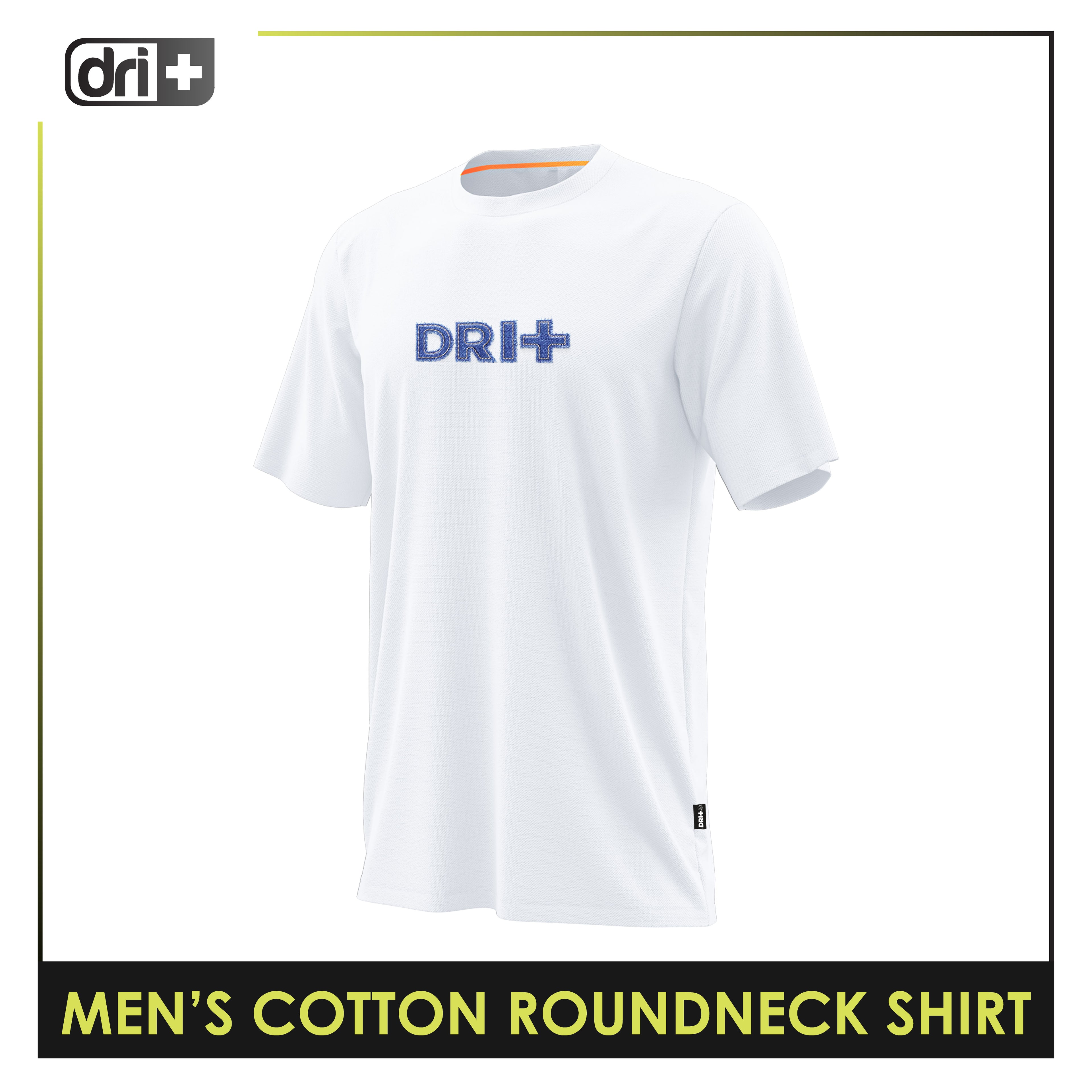 Dri Plus Men’s Anti-Odor Sweat Wicking Cotton Roundneck Shirt 1pc DUMSRC524