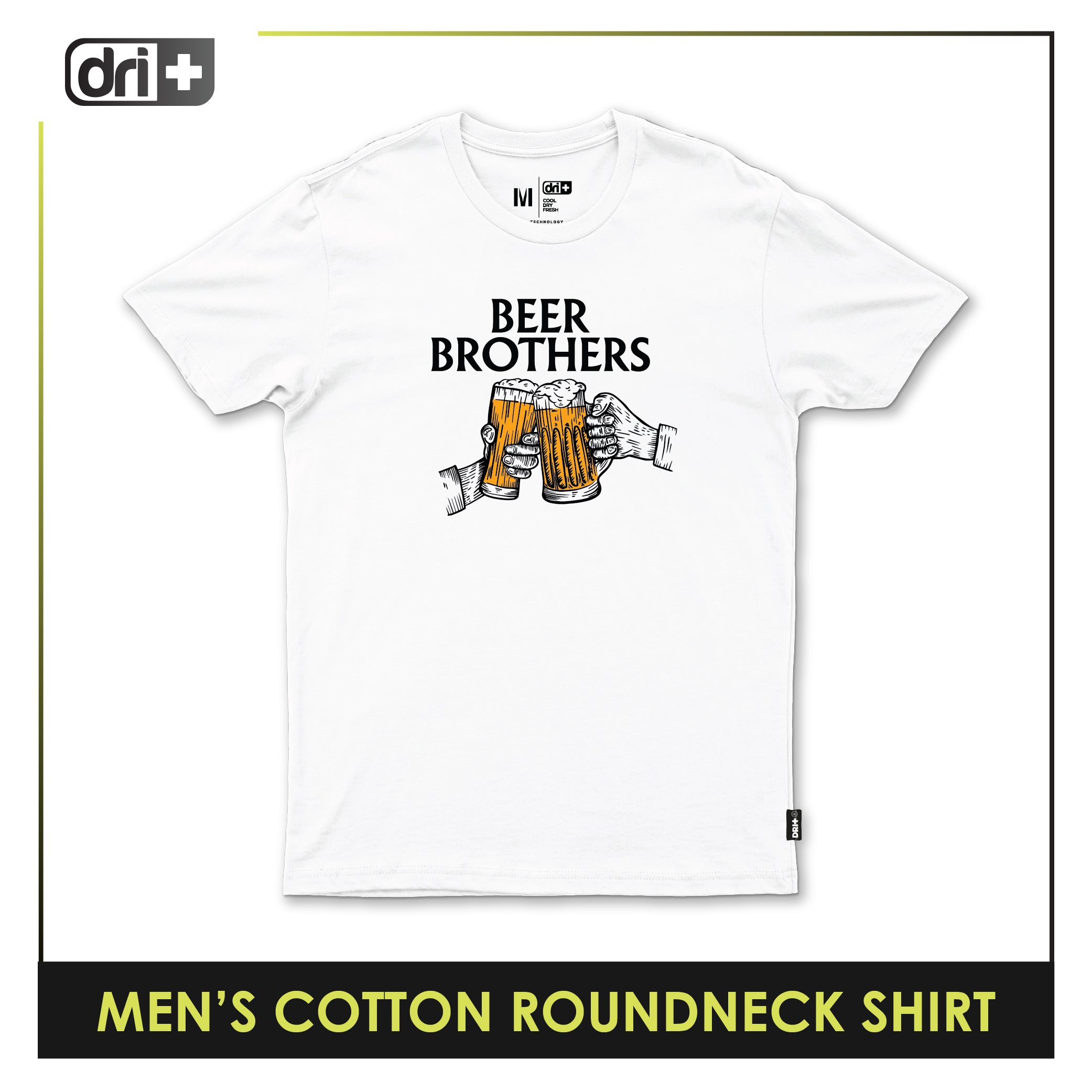 Dri Plus Beer Brothers Men’s Anti-Odor Sweat Wicking Cotton Roundneck Shirt 1 piece DUMSRC5310