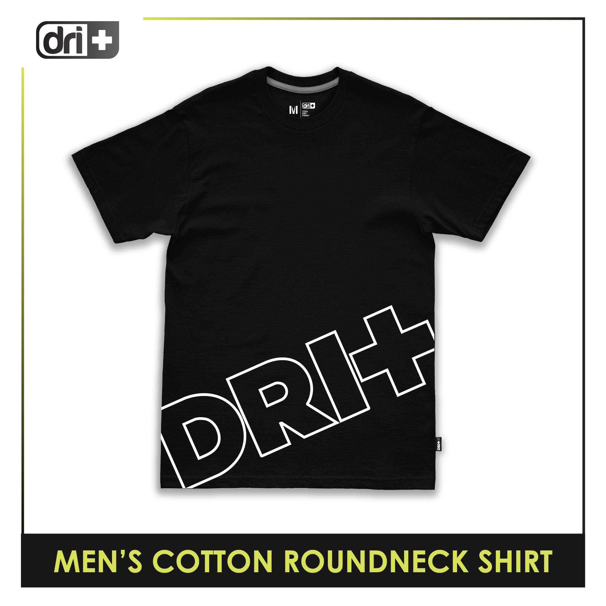 Dri Plus Men’s Anti-Odor Sweat Wicking Cotton The Dri+ logo Roundneck Shirt 1 piece DUMSRC5311