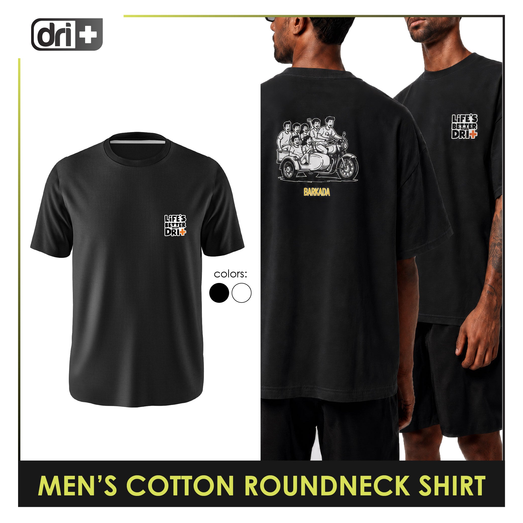Dri plus Men's Cooltura Anti-Odor Sweat Wicking Cotton Roundneck Shirt 1 piece DUMSRC615