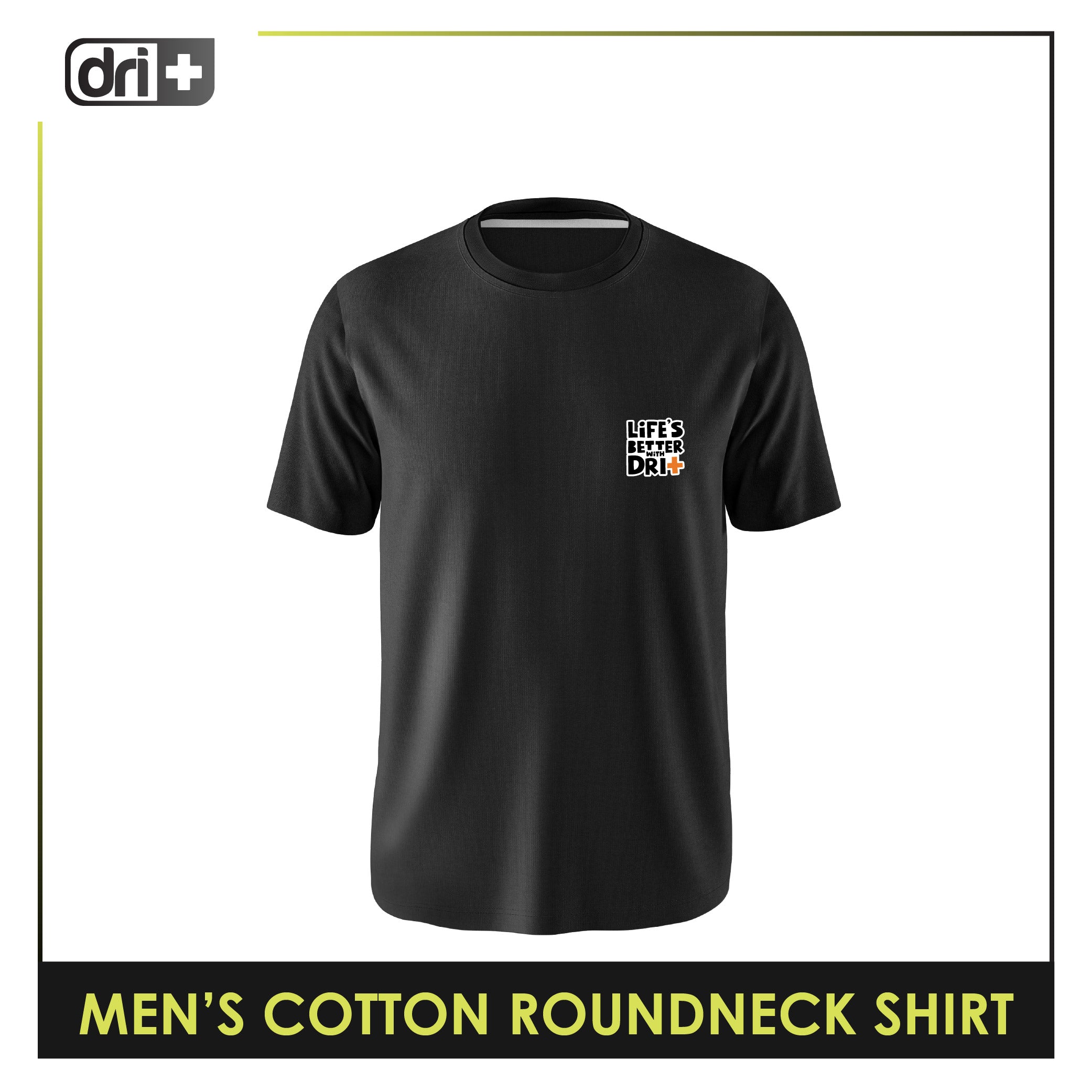 Dri plus Men's Cooltura Anti-Odor Sweat Wicking Cotton Roundneck Shirt 1 piece DUMSRC615