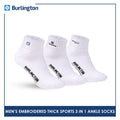 Burlington Men's Cotton Embroidered Thick Sports Ankle Socks 3 pairs in a pack E1001
