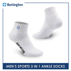 Burlington Men's Cotton Embroidered Thick Sports Ankle Socks 3 pairs in a pack E1001