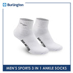 Burlington Men's Cotton Embroidered Thick Sports Ankle Socks 3 pairs in a pack E1001