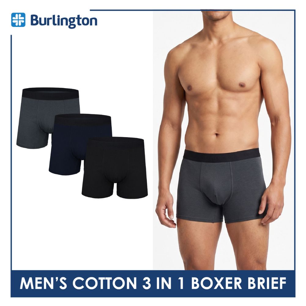 Burlington Men's Cotton Boxer Brief 3 pieces in a pack GTMBBG22