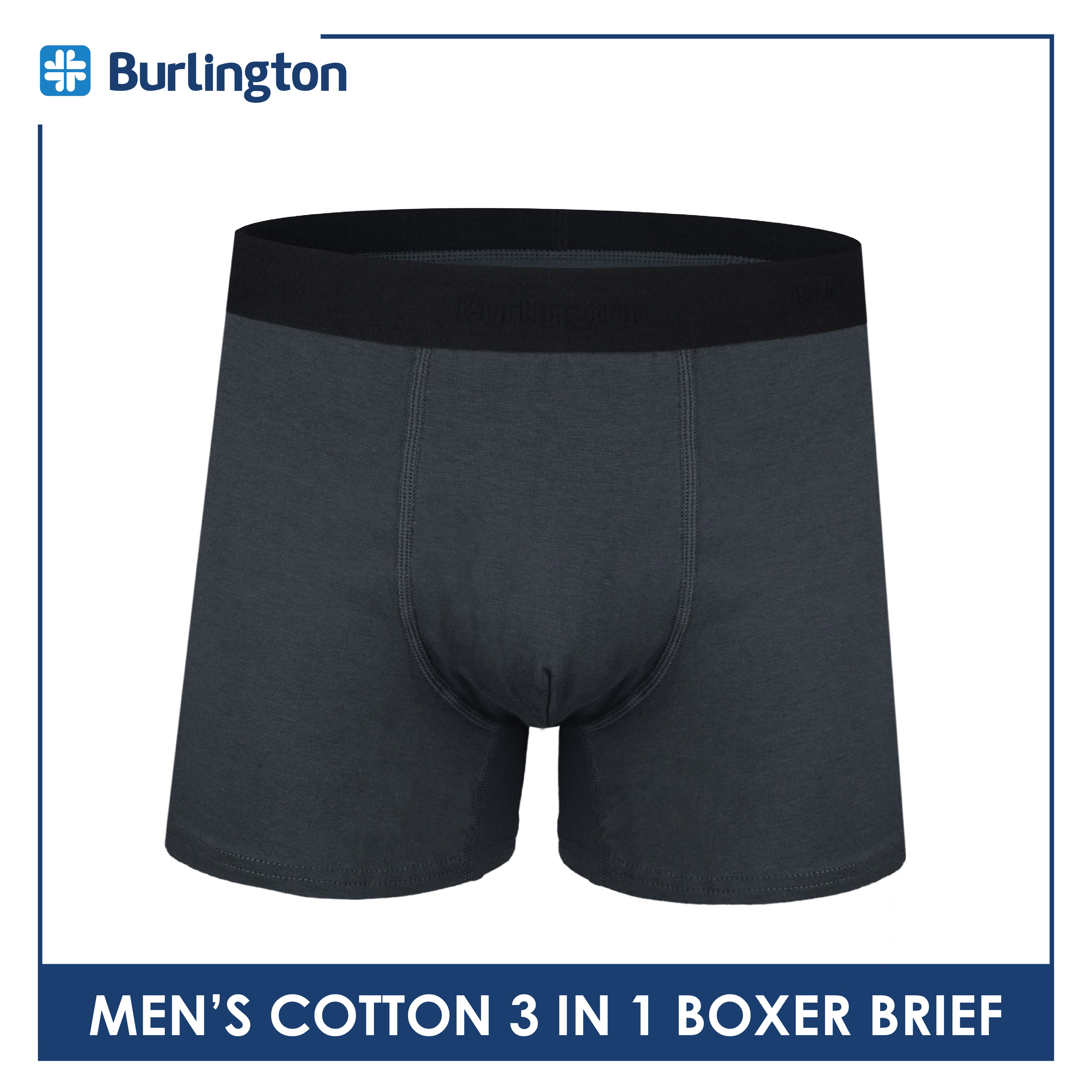 Burlington Men's Cotton Boxer Brief 3 pieces in a pack GTMBBG22