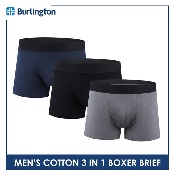 Burlington Men's Cotton Boxer Brief 3 pieces in a pack GTMBBG23