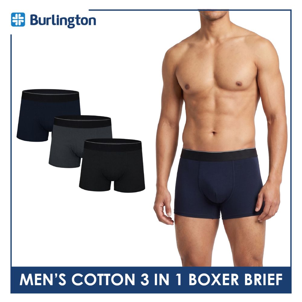 Burlington Men's Cotton Boxer Brief 3 pieces in a pack GTMBBG23