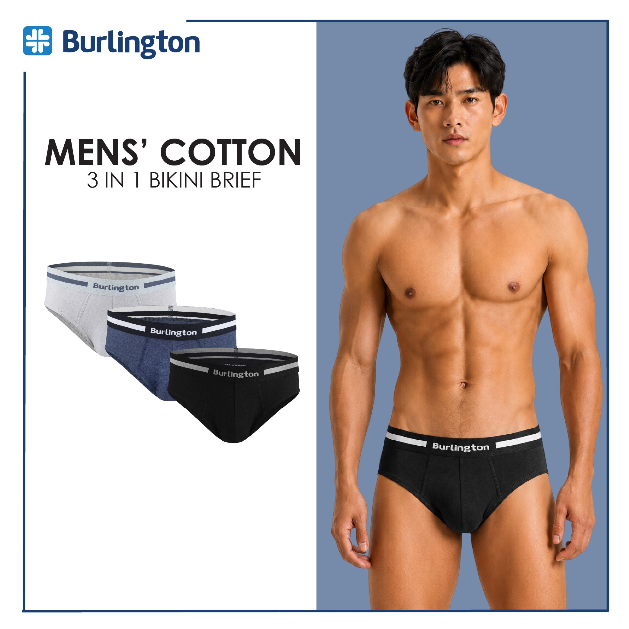 Burlington Men's Cotton Bikini Brief 3 pieces in a pack GTMBSG1
