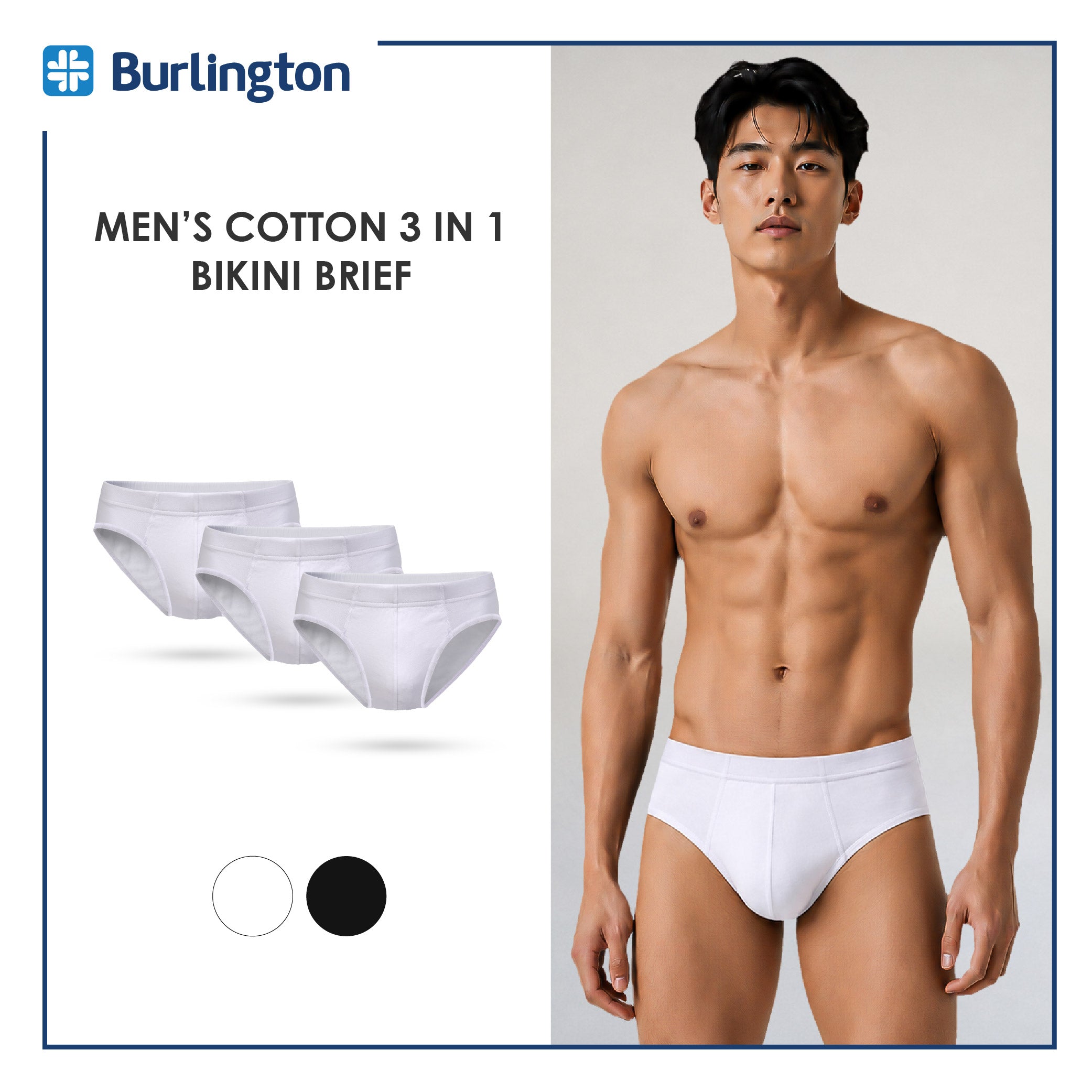 Burlington Men's Cotton Bikini Brief 3 pieces in a pack GTMBSG5