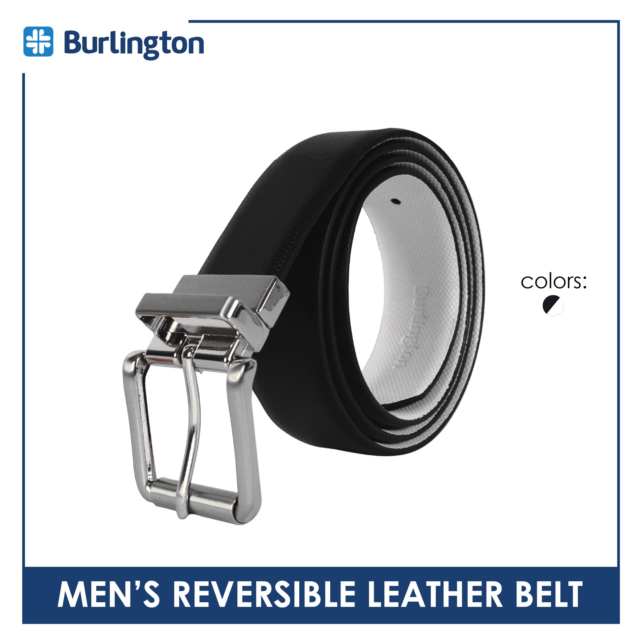 Burlington Men's Reversible Genuine Leather Belt 1 piece JMLR613