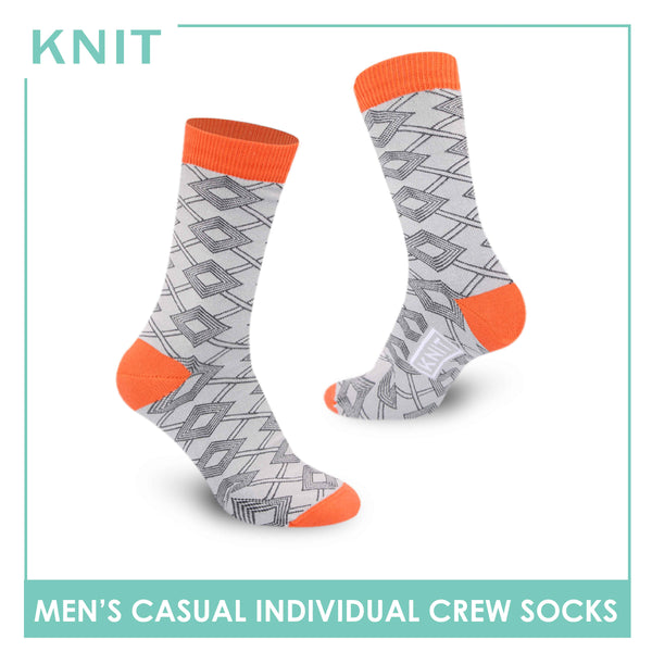 Knit Men's Geometric Fashion Printed Cotton Crew Casual Socks 1 Pair KMC1303