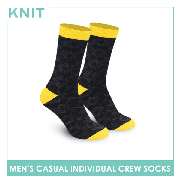 Knit Men's Geometric Fashion Printed Cotton Crew Casual Socks 1 Pair KMC1303