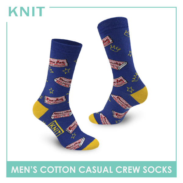 Knit Men's Moon ChocNuts Cotton Lite Casual Crew Socks 1 Pair KMC3201