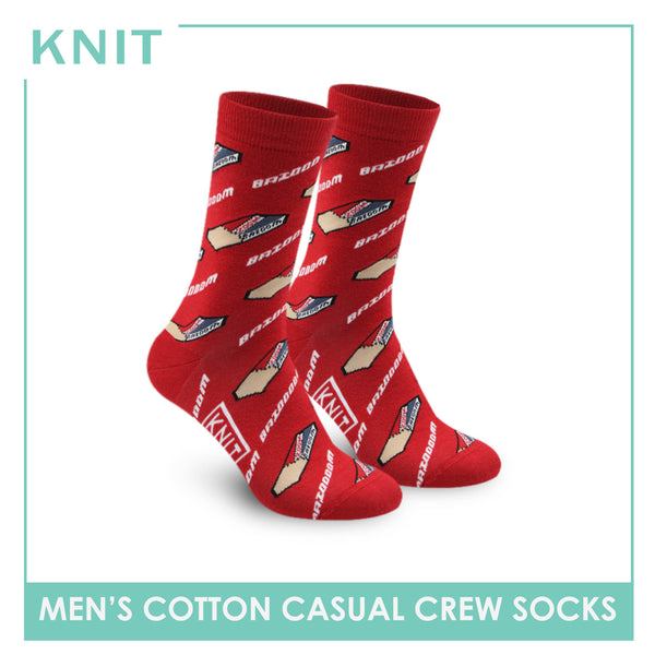 Knit Men's Bubble Gum Cotton Lite Casual Crew Socks 1 pair KMC3203