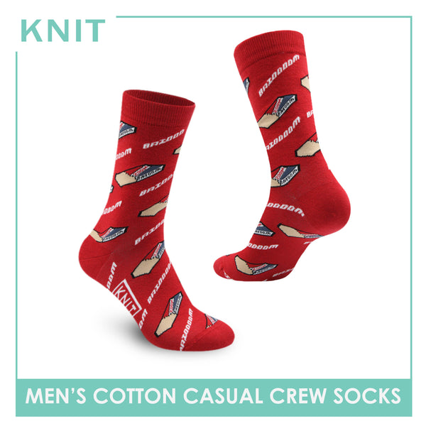 Knit Men's Bubble Gum Cotton Lite Casual Crew Socks 1 pair KMC3203