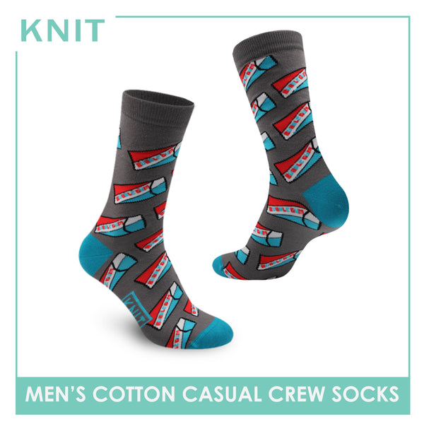Knit Men's Bubble Gum Cotton Lite Casual Crew Socks 1 pair KMC3204