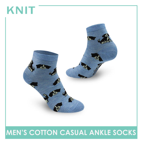 Knit Men's Dog Cotton Lite Casual Ankle Socks 1 pair KMC3405