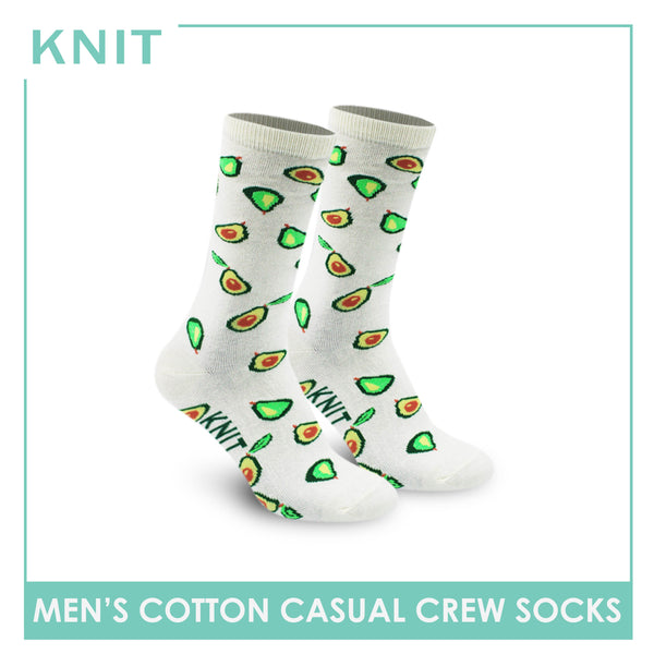 Knit Men's Avocado Cotton Lite Casual Crew Socks 1 pair KMC3408