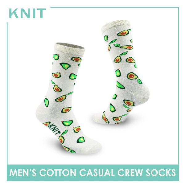 Knit Men's Avocado Cotton Lite Casual Crew Socks 1 pair KMC3408