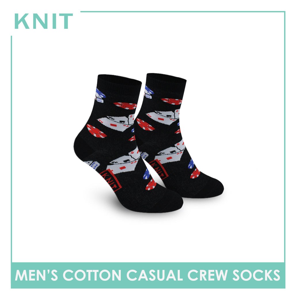 Knit Men's Gambling Cotton Light Performance Crew Socks 1 pair KMC3409