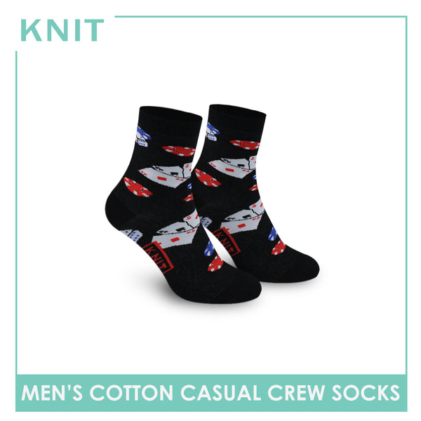 Knit Men's Gambling Cotton Lite Casual Crew Socks 1 pair KMC3409