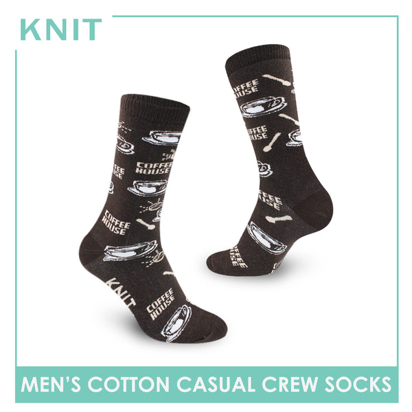 Knit Men's Coffee House Cotton Lite Casual Crew Socks 1 pair KMC3410