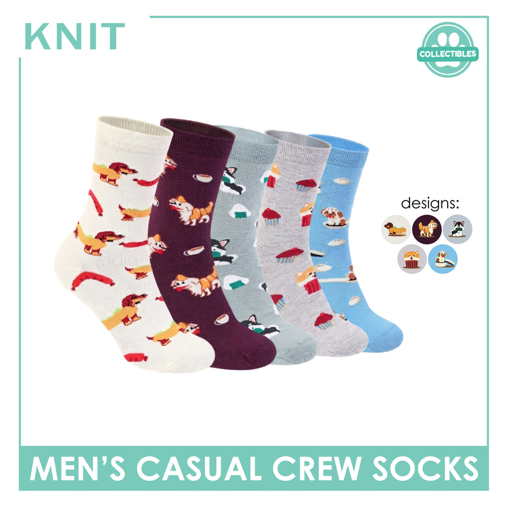Knit | Pawsome Bites Men's Dog Design Cotton Thin Casual Crew Socks 1 pair KMCP611
