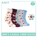 Knit | Pawsome Bites Men's Dog Design Cotton Thin Casual Crew Socks 1 pair KMCP611