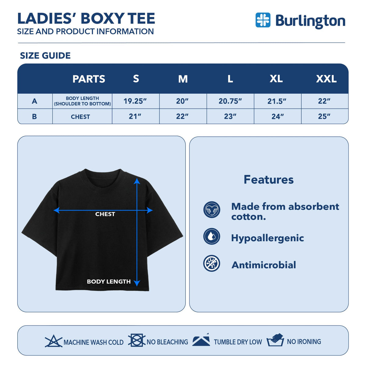 Burlington Ladies' Embroidered Cotton Boxy Tee 1 piece GTLSR631
