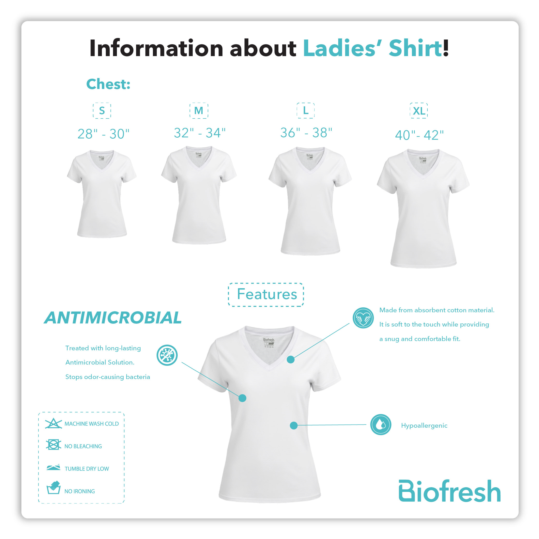 Biofresh Ladies’ Cotton Premium Slim Fit V-Neck Shirt 1 piece ULSV7