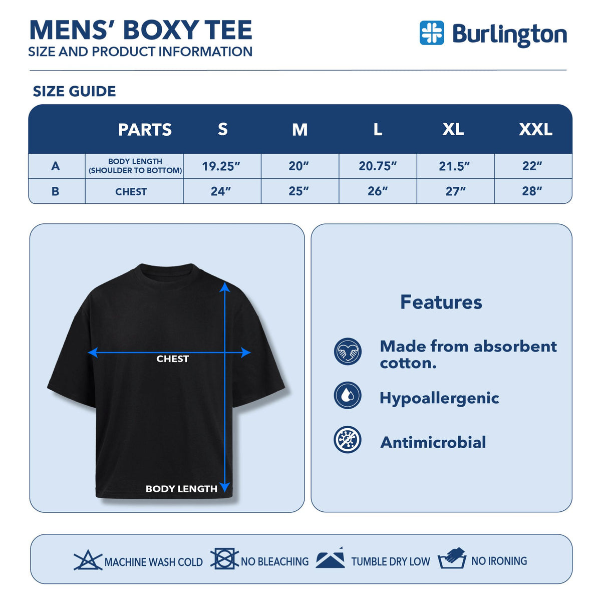 Burlington Men's Cotton Embroidered Boxy Tee 1 piece GTMSR631