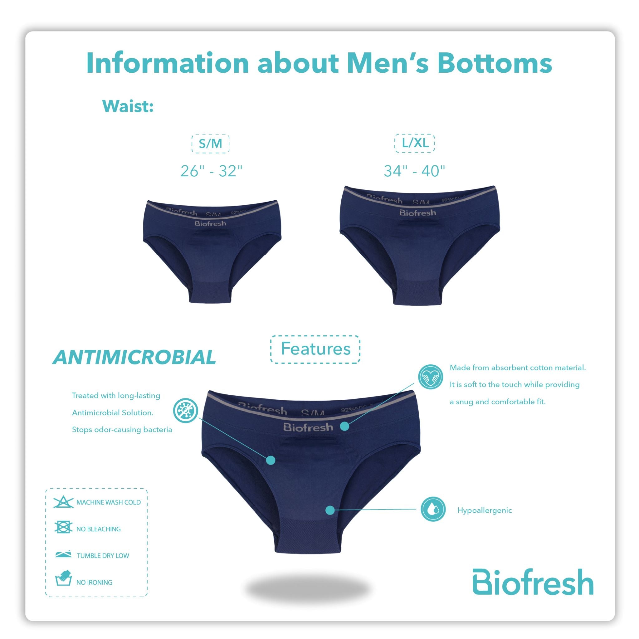 Biofresh Men's Antimicrobial Seamless Bikini Brief 3 pieces in a pack UMBSG11