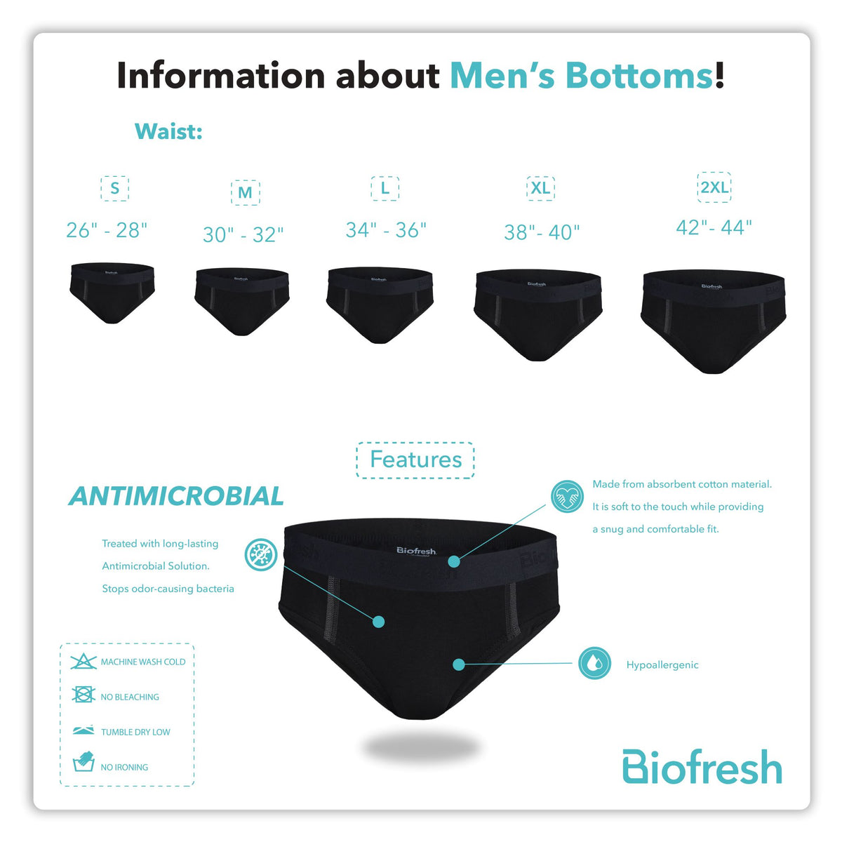 Biofresh Men's Antimicrobial 3 Inches Athletic Supporter Brief 1 piece UMBT1