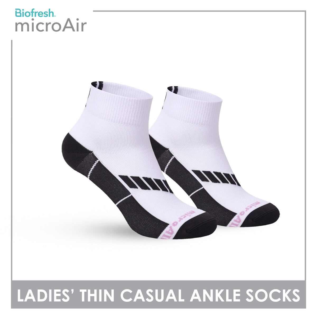 Biofresh Microair Ladies' Antimicrobial Thin Casual Ankle Compression Socks 1 pair MLCP611